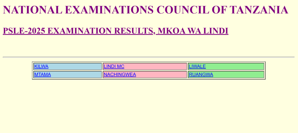 Matokeo ya darasa la saba lindi