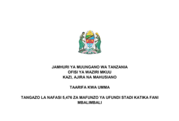 Nafasi 5,476 za Mafunzo ya Ufundi Stadi VETA