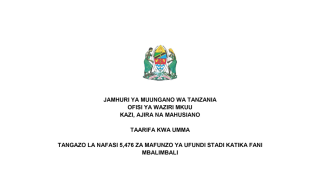 Nafasi 5,476 za Mafunzo ya Ufundi Stadi VETA
