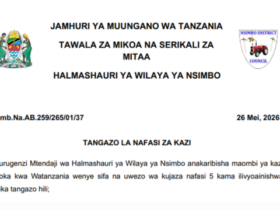 Nafasi 5 za Kazi Halmashauri ya Wilaya ya Nsimbo