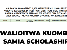Majina ya Wanafunzi 1,000 Wenye Ufaulu wa Juu Zaidi Walioitwa Kuomba Ufadhili wa Samia Scholarship (STEM) 2026
