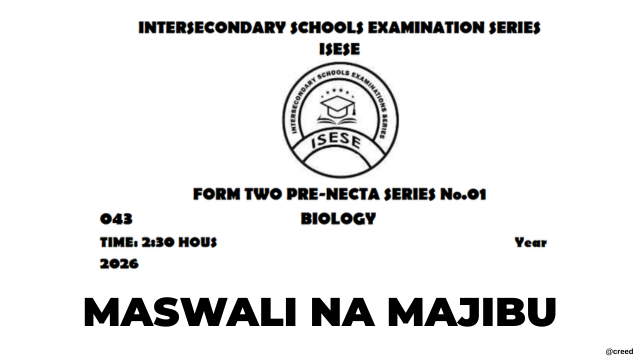 Mtihani wa Utimilifu (Pre-NECTA) wa Kidato cha Pili 2026 – Biology