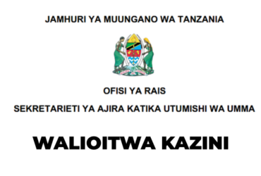Walioitwa Kazini Sekretarieti ya Ajira Aug 17