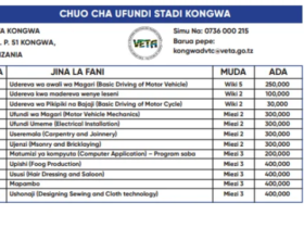 Kozi za VETA Kongwa 2026: Muda na Ada za Mafunzo