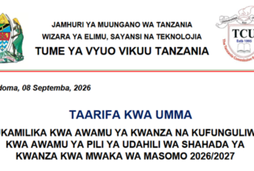 Waliochaguliwa Vyuo Vikuu TCU 2026/2027 Chuo zaidi ya Kimoja