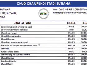 Kozi za VETA Butiama 2026: Muda na Ada