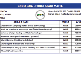 Kozi za VETA Mafia 2026: Muda na Ada