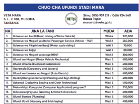 Kozi za VETA Mara 2026: Muda na Ada
