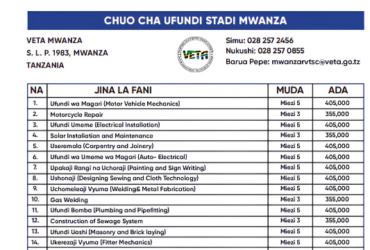 Kozi za VETA Mwanza 2026: Muda na Ada