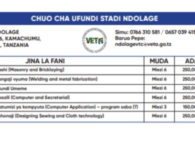 Kozi za VETA Ndolage 2026: Muda na Ada