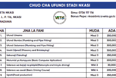 Kozi za VETA Nkasi 2026: Muda na Ada