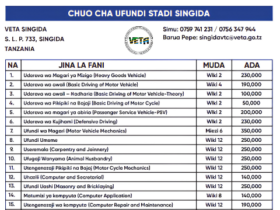 Kozi za VETA Singida 2026: Muda na Ada